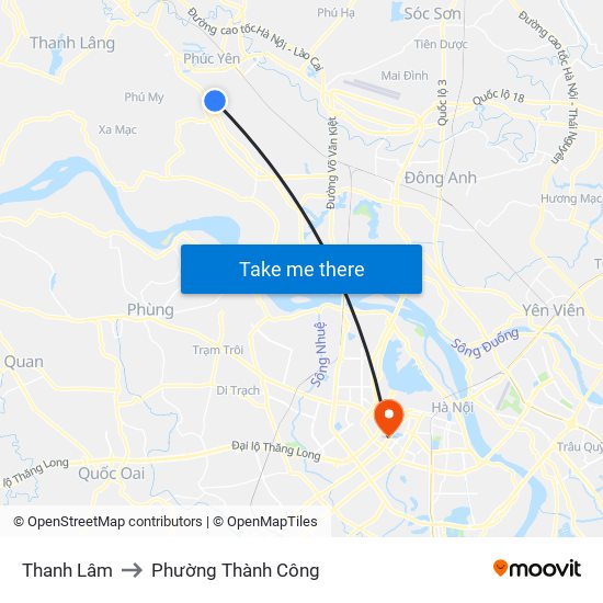 Thanh Lâm to Phường Thành Công map