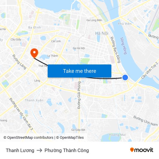 Thanh Lương to Phường Thành Công map