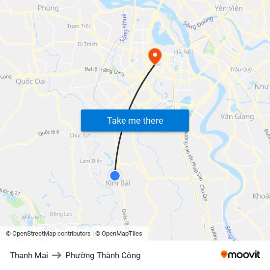 Thanh Mai to Phường Thành Công map