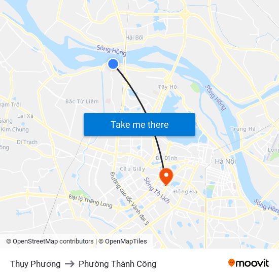 Thụy Phương to Phường Thành Công map