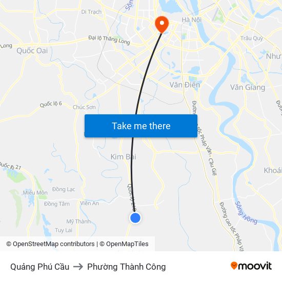 Quảng Phú Cầu to Phường Thành Công map