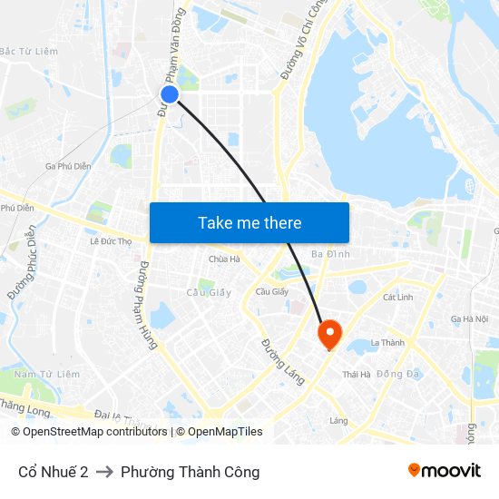 Cổ Nhuế 2 to Phường Thành Công map