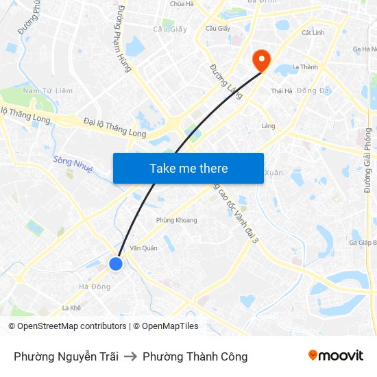 Phường Nguyễn Trãi to Phường Thành Công map