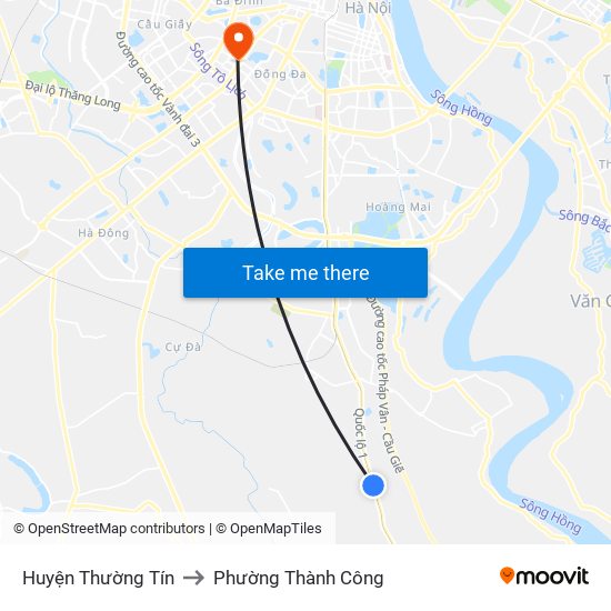 Huyện Thường Tín to Phường Thành Công map