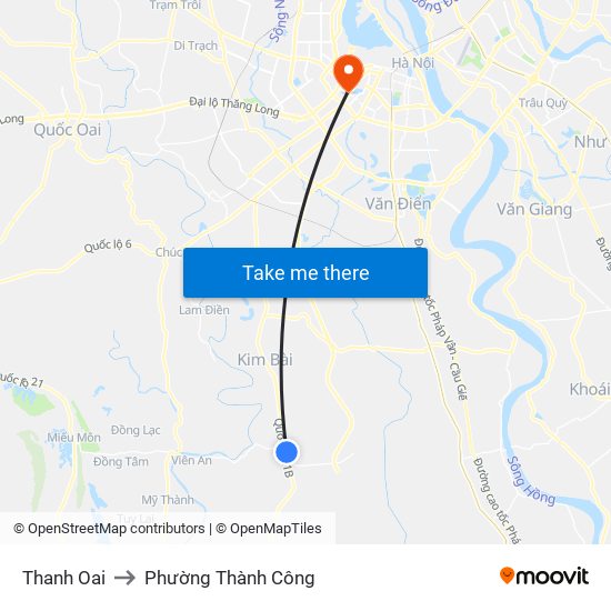 Thanh Oai to Phường Thành Công map