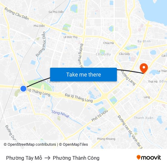 Phường Tây Mỗ to Phường Thành Công map