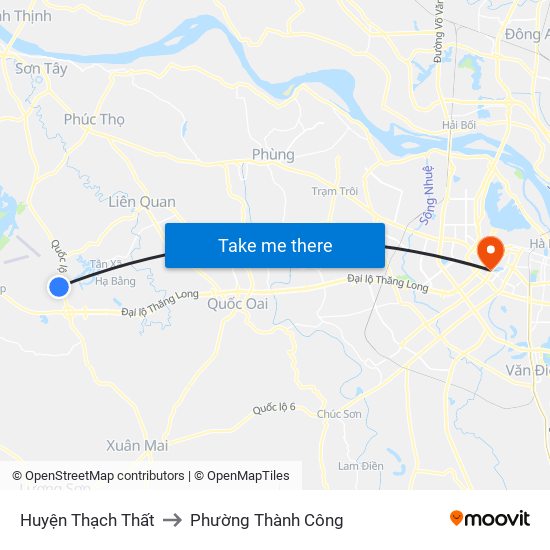 Huyện Thạch Thất to Phường Thành Công map