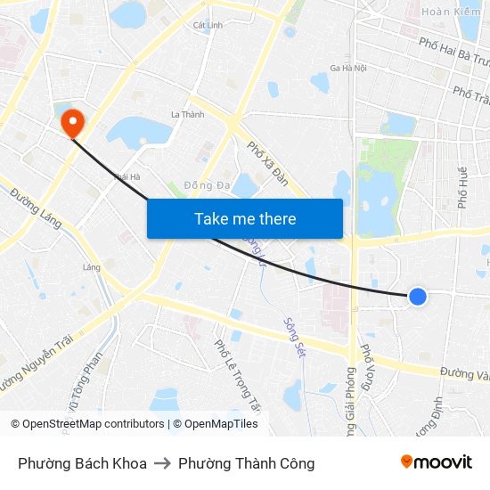 Phường Bách Khoa to Phường Thành Công map