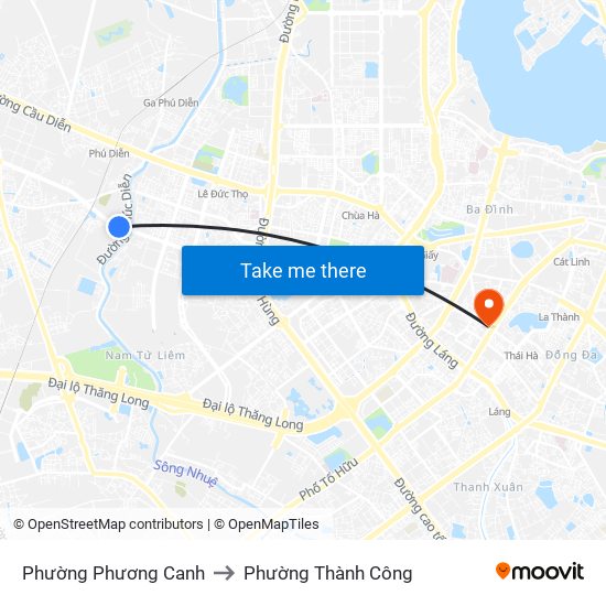 Phường Phương Canh to Phường Thành Công map