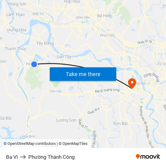 Ba Vì to Phường Thành Công map