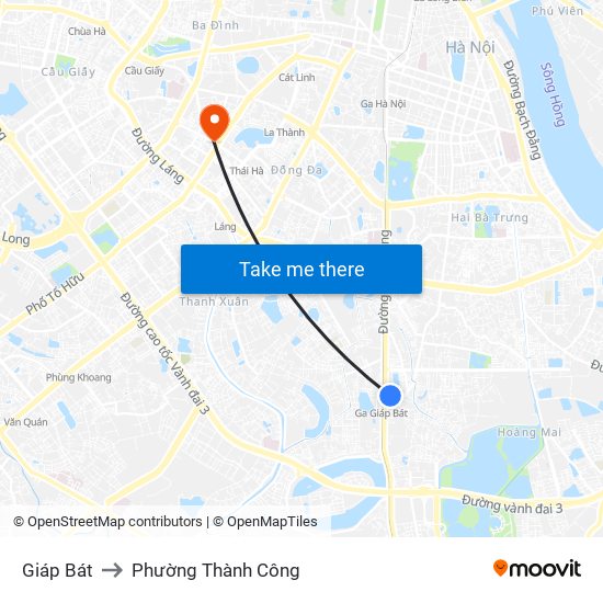 Giáp Bát to Phường Thành Công map