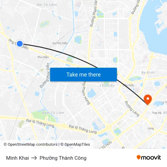 Minh Khai to Phường Thành Công map