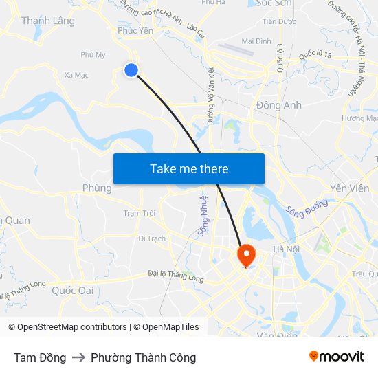 Tam Đồng to Phường Thành Công map