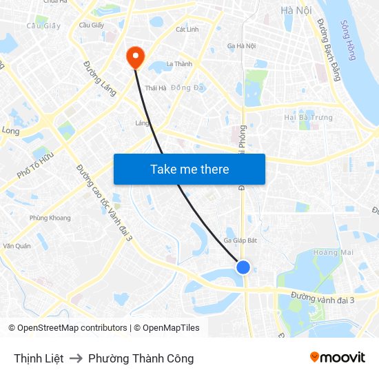 Thịnh Liệt to Phường Thành Công map