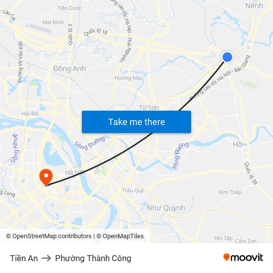 Tiền An to Phường Thành Công map