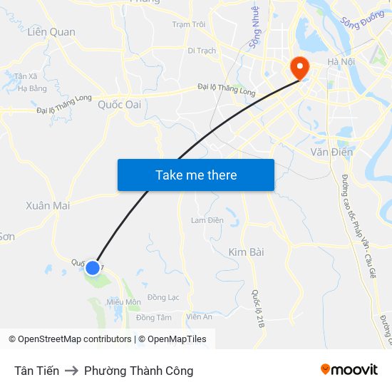 Tân Tiến to Phường Thành Công map