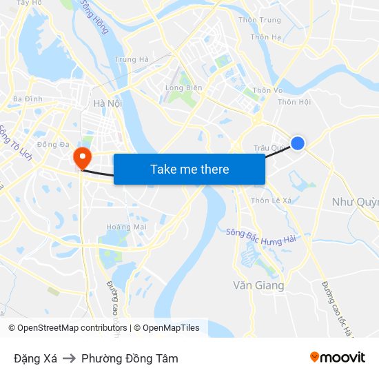 Đặng Xá to Phường Đồng Tâm map