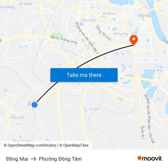 Đồng Mai to Phường Đồng Tâm map