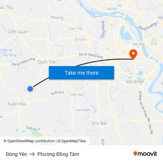 Đông Yên to Phường Đồng Tâm map
