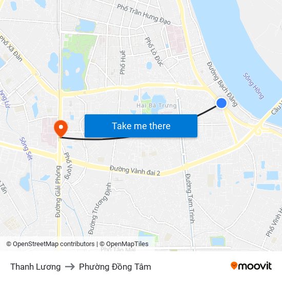 Thanh Lương to Phường Đồng Tâm map