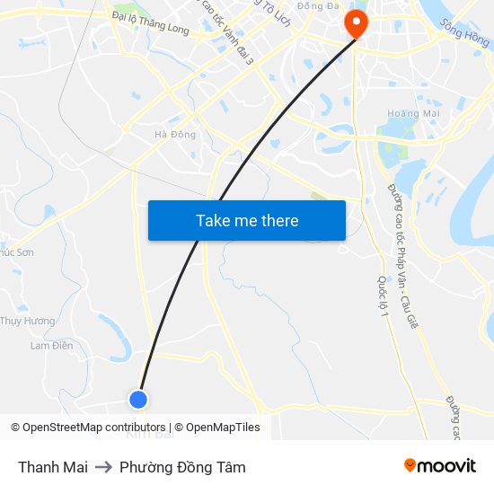Thanh Mai to Phường Đồng Tâm map