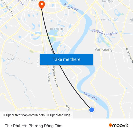 Thư Phú to Phường Đồng Tâm map