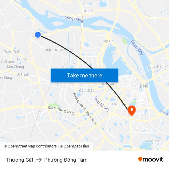 Thượng Cát to Phường Đồng Tâm map