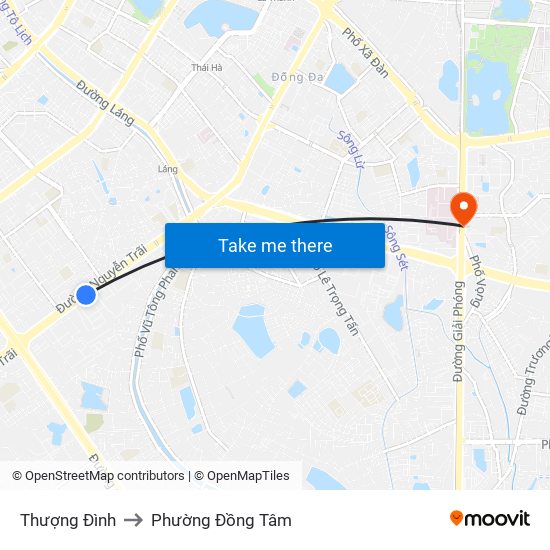 Thượng Đình to Phường Đồng Tâm map