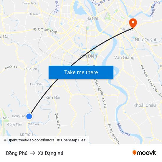 Đồng Phú to Xã Đặng Xá map