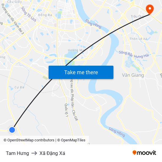 Tam Hưng to Xã Đặng Xá map