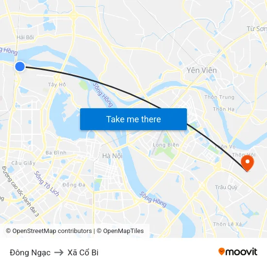 Đông Ngạc to Xã Cổ Bi map
