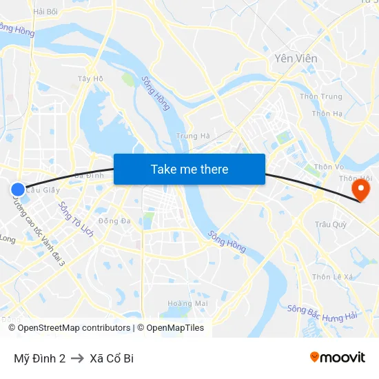Mỹ Đình 2 to Xã Cổ Bi map