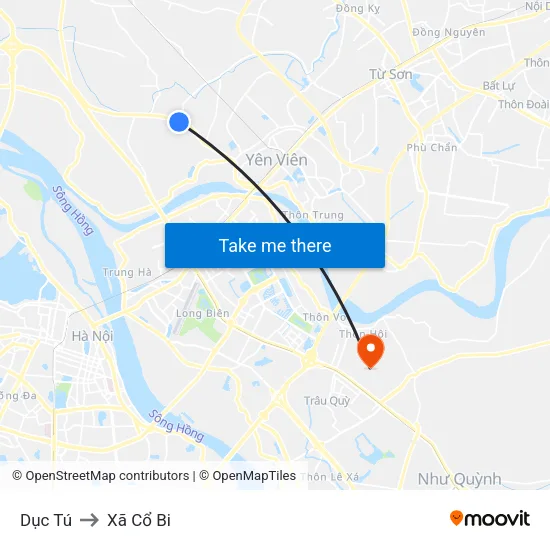 Dục Tú to Xã Cổ Bi map
