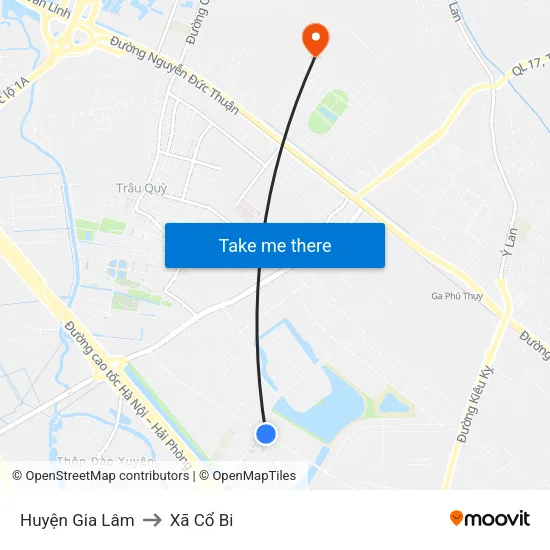 Huyện Gia Lâm to Xã Cổ Bi map