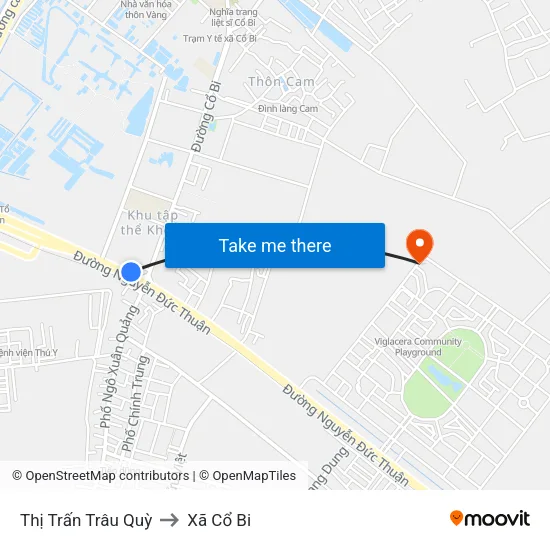 Thị Trấn Trâu Quỳ to Xã Cổ Bi map