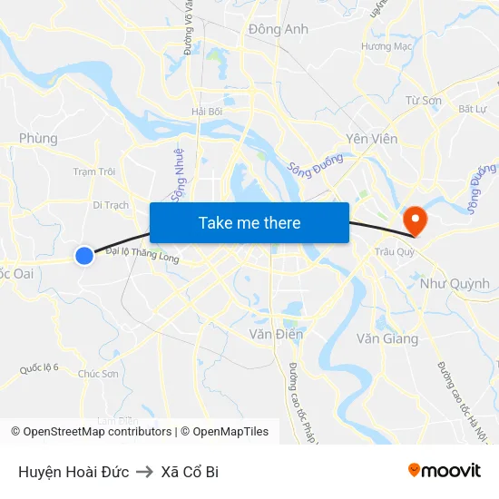 Huyện Hoài Đức to Xã Cổ Bi map