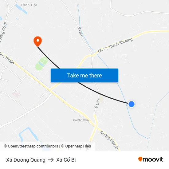Xã Dương Quang to Xã Cổ Bi map
