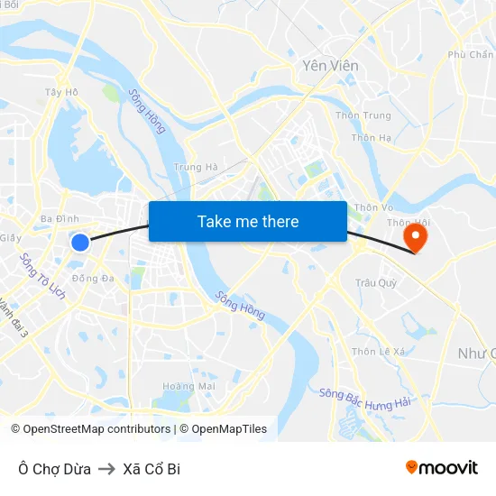 Ô Chợ Dừa to Xã Cổ Bi map
