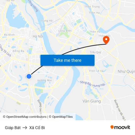 Giáp Bát to Xã Cổ Bi map