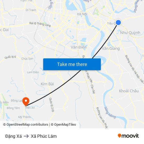 Đặng Xá to Xã Phúc Lâm map