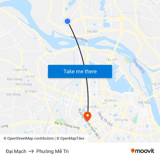 Đại Mạch to Phường Mễ Trì map