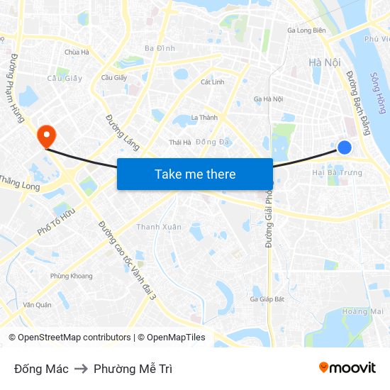 Đống Mác to Phường Mễ Trì map