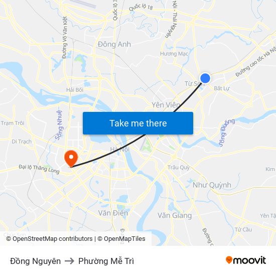 Đồng Nguyên to Phường Mễ Trì map