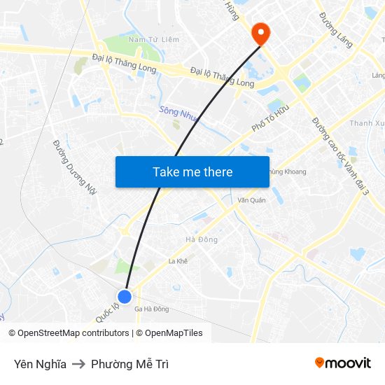 Yên Nghĩa to Phường Mễ Trì map