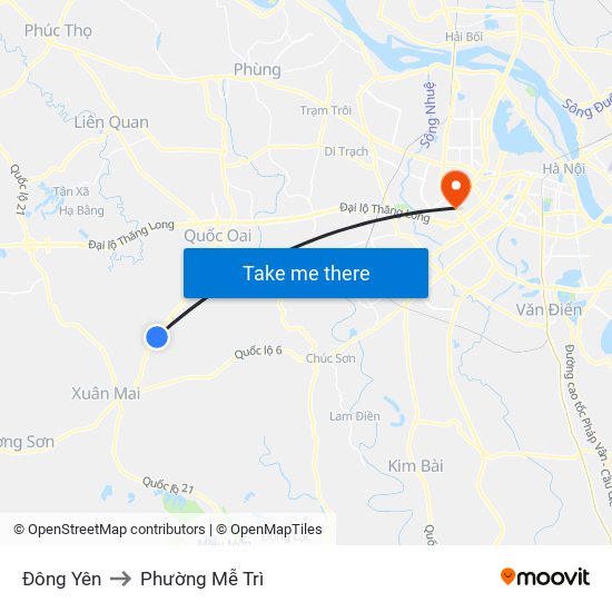 Đông Yên to Phường Mễ Trì map