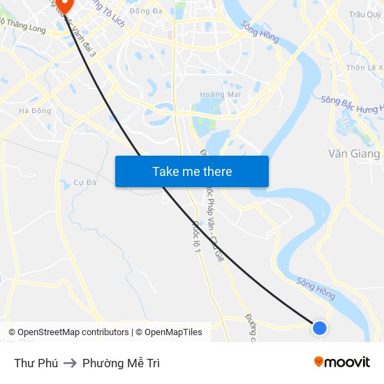 Thư Phú to Phường Mễ Trì map