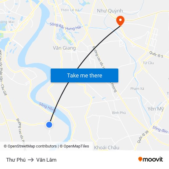 Thư Phú to Văn Lâm map