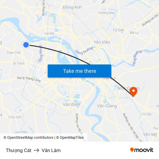 Thượng Cát to Văn Lâm map