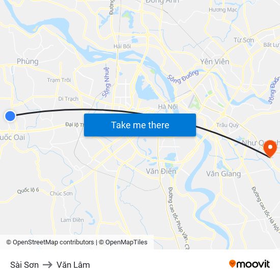 Sài Sơn to Văn Lâm map