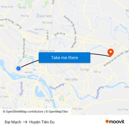 Đại Mạch to Huyện Tiên Du map